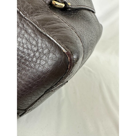 Cole Haan Barrel Satchel Purse Handbag Dark Chocolate Espresso Pebble Leather - Picture 7 of 15